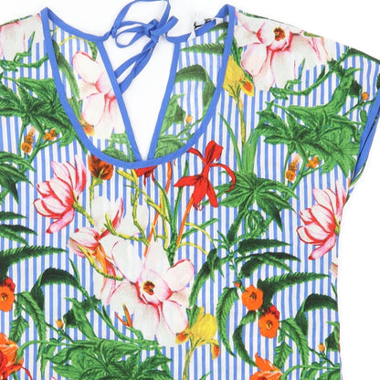 Pep&Co Womens Multicoloured Floral  Basic Blouse Size 12  - Blue Stripes