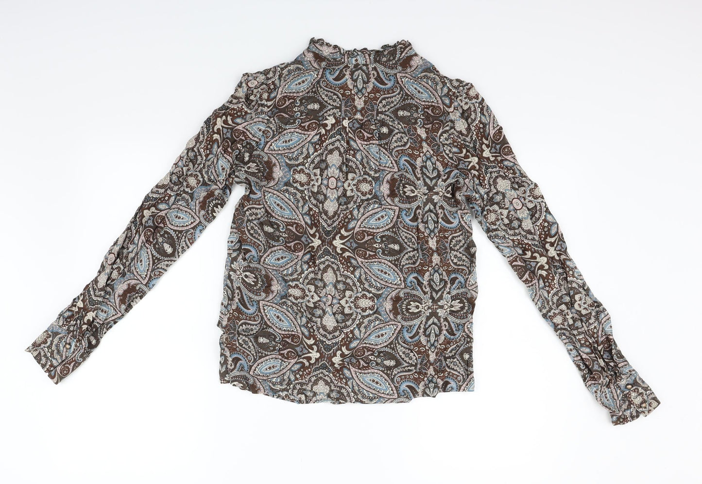 F&F Womens Brown Geometric  Basic Button-Up Size 8