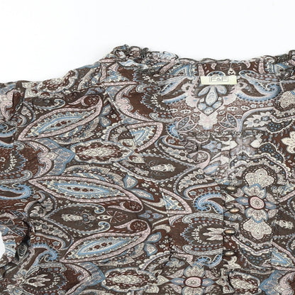 F&F Womens Brown Geometric  Basic Button-Up Size 8