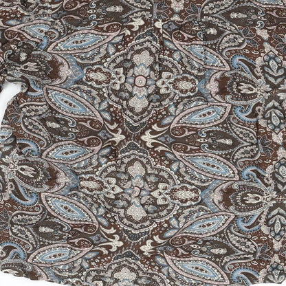 F&F Womens Brown Geometric  Basic Button-Up Size 8
