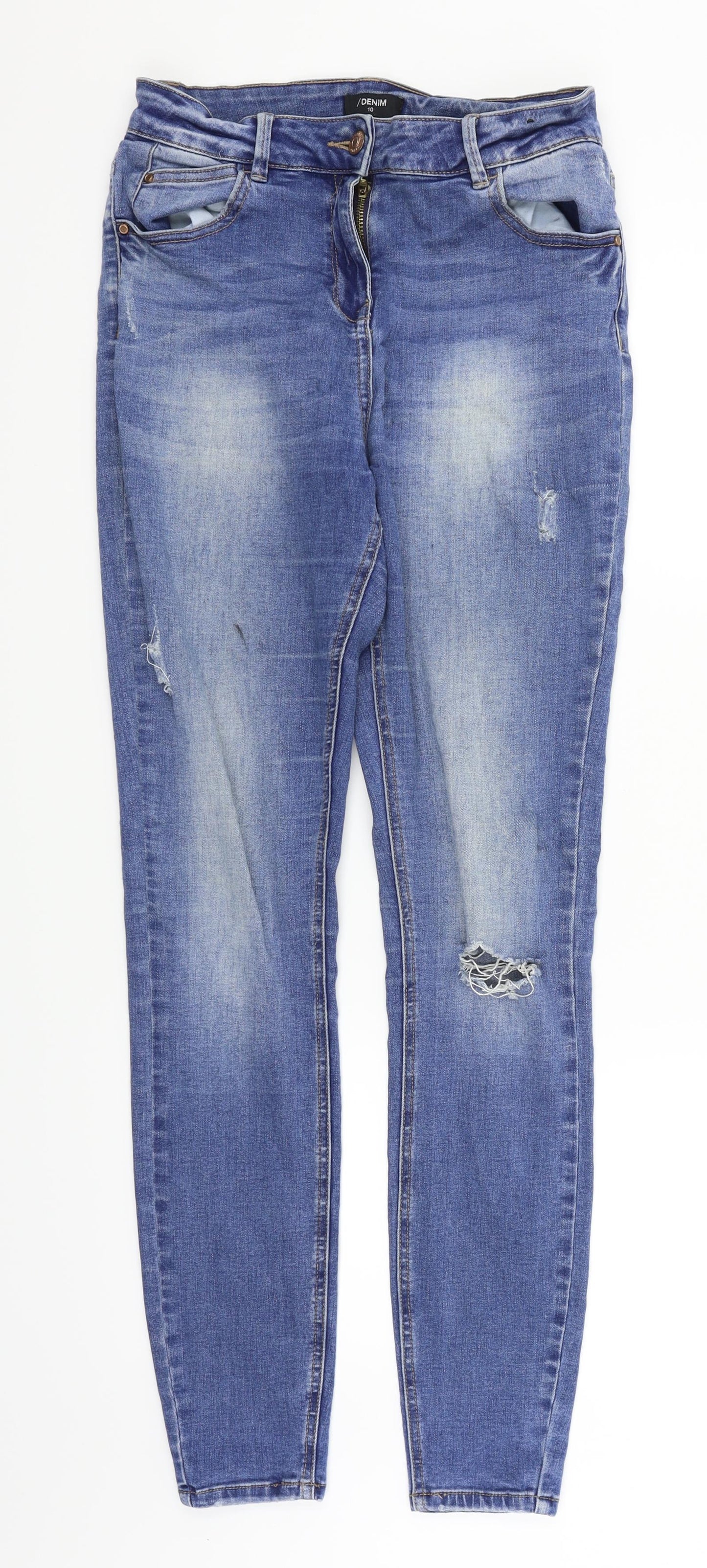 /denim Womens Blue Houndstooth  Skinny Jeans Size 10 L30 in