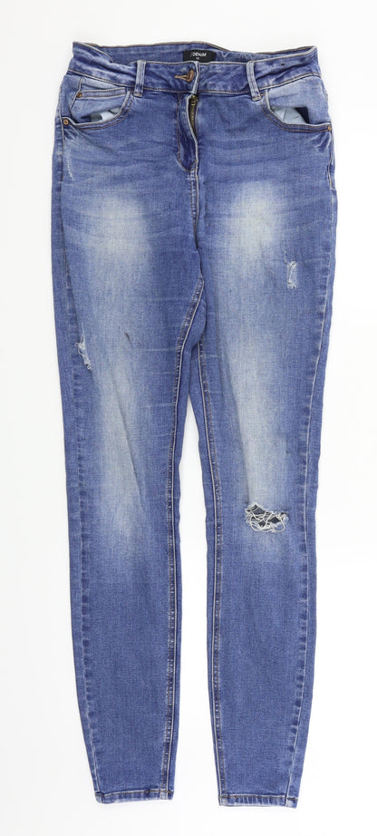 /denim Womens Blue Houndstooth  Skinny Jeans Size 10 L30 in