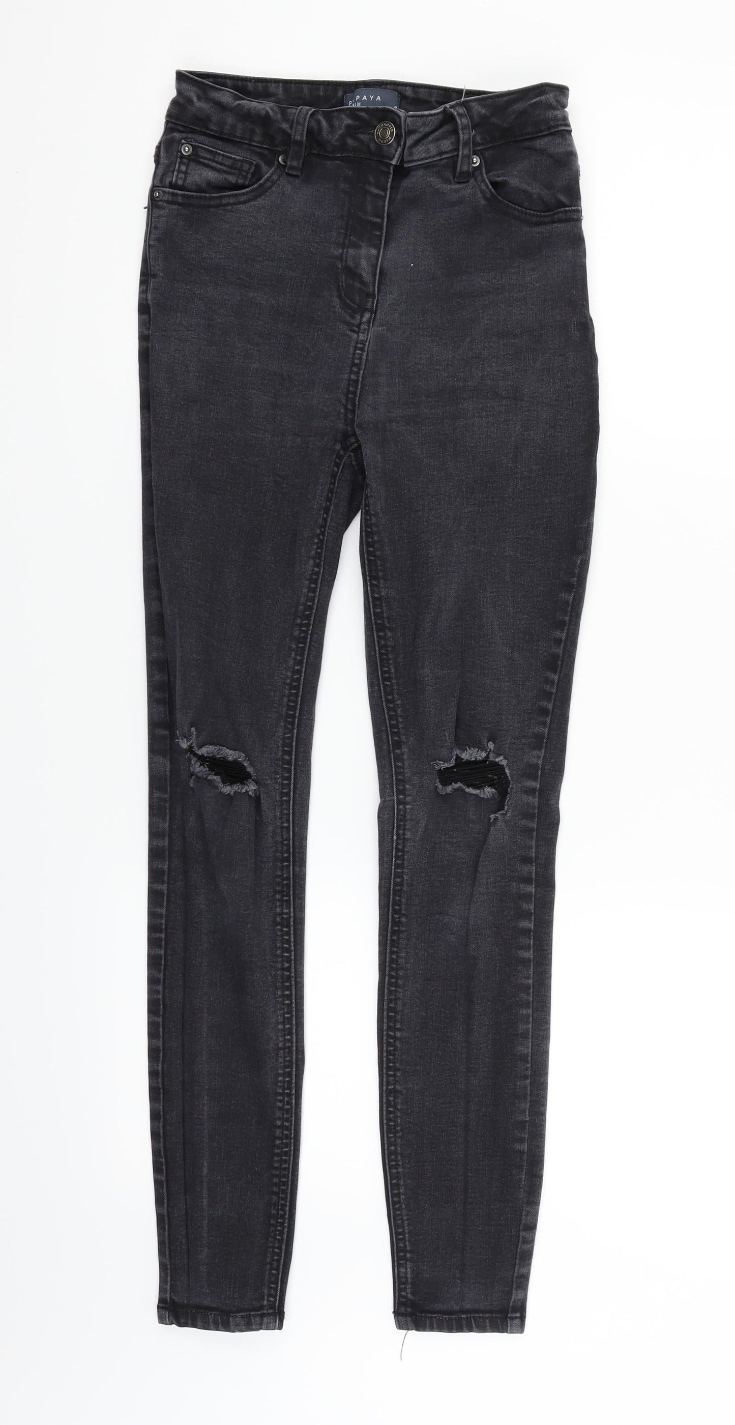 Womens UK Size 8 Papaya Regular Fit Straight Black Jeans