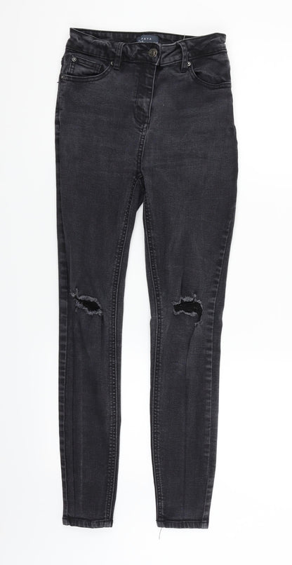 Womens UK Size 8 Papaya Regular Fit Straight Black Jeans