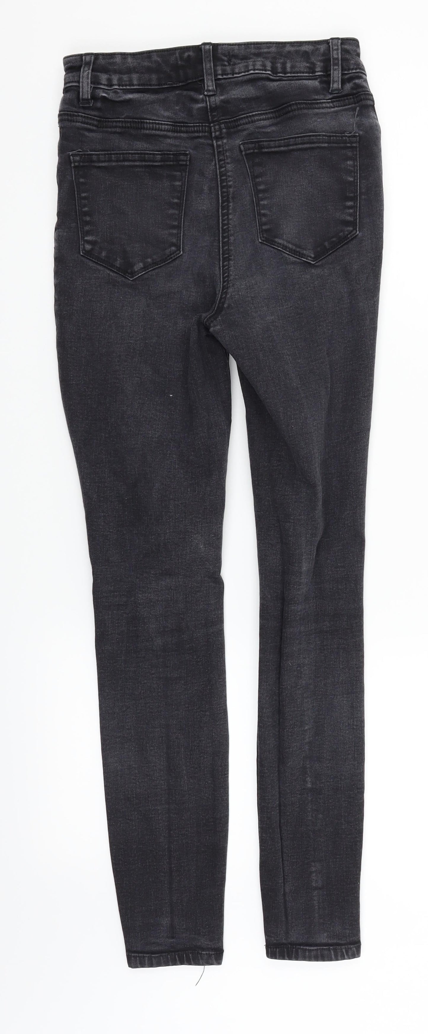 Womens UK Size 8 Papaya Regular Fit Straight Black Jeans