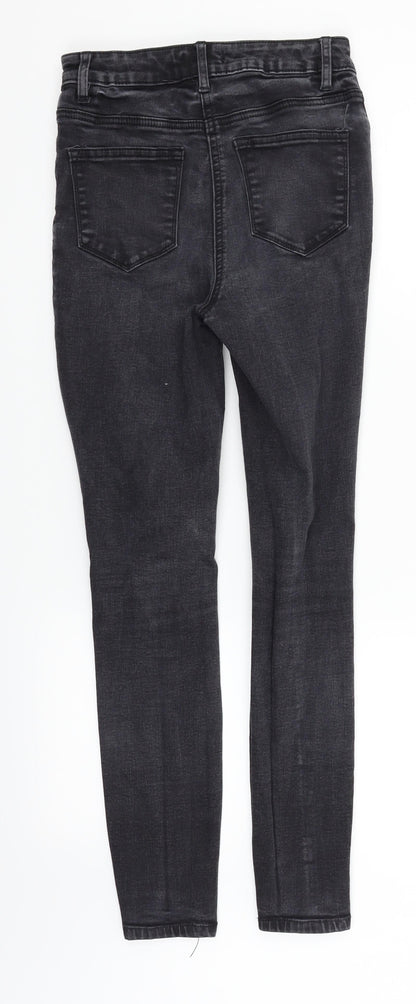 Womens UK Size 8 Papaya Regular Fit Straight Black Jeans