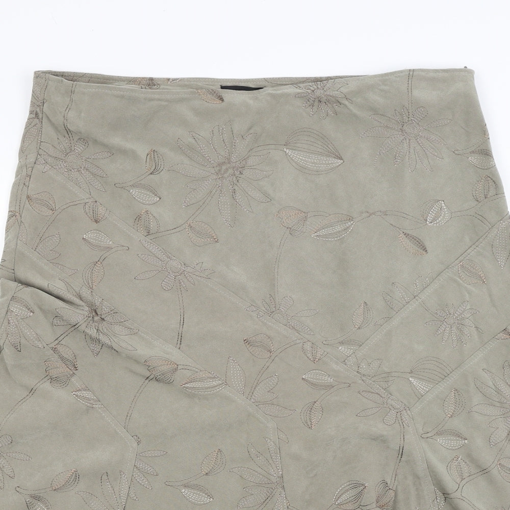 Papaya Womens Green Floral  Flare Skirt Size 34 in