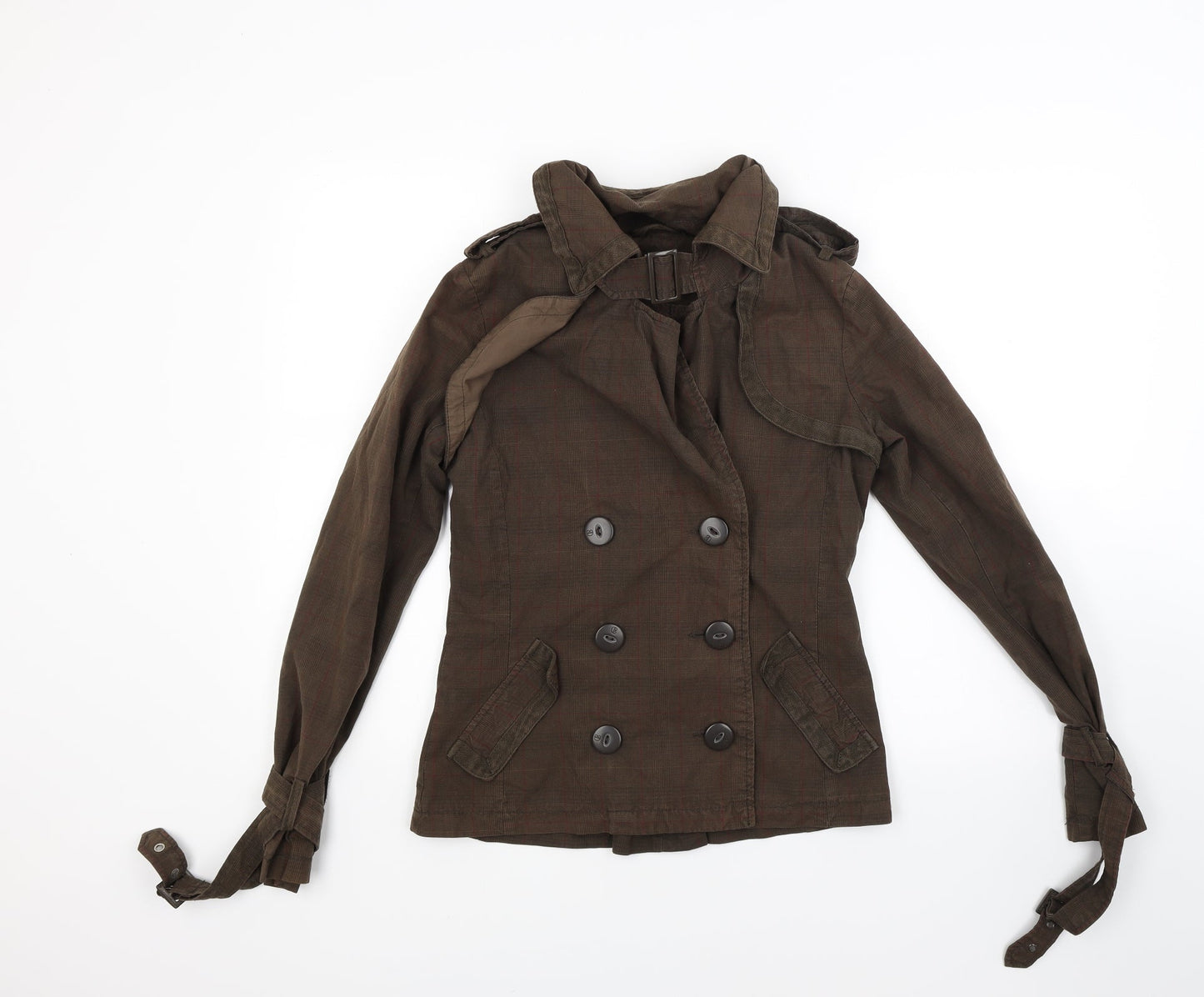 Crafted Womens Brown Check  Jacket Coat Size M