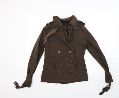 Crafted Womens Brown Check  Jacket Coat Size M
