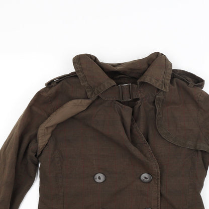 Crafted Womens Brown Check  Jacket Coat Size M