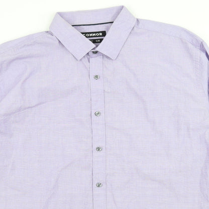 Mens UK Size M Connor Purple  Button-Up Long Sleeve Casual Shirt
