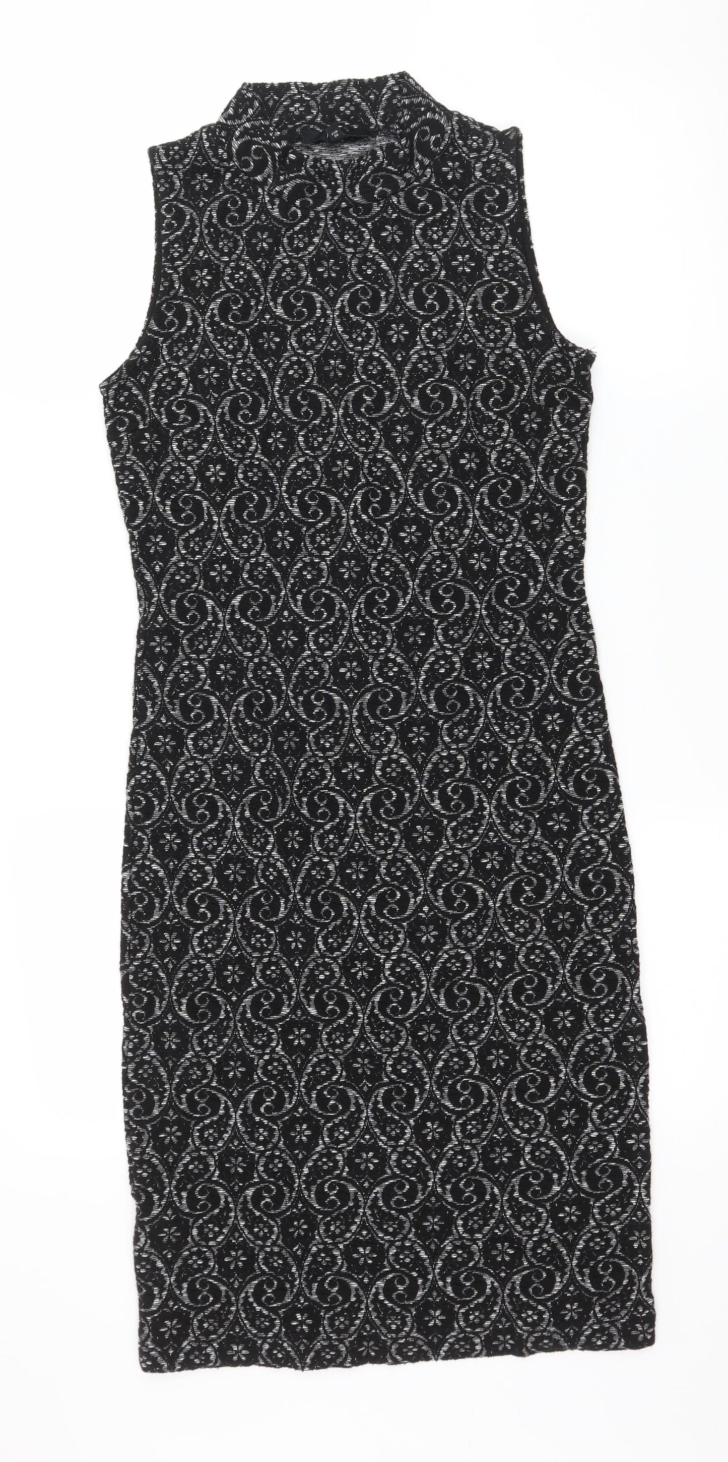 NEXT Womens Black Geometric Jersey Bodycon  Size 8