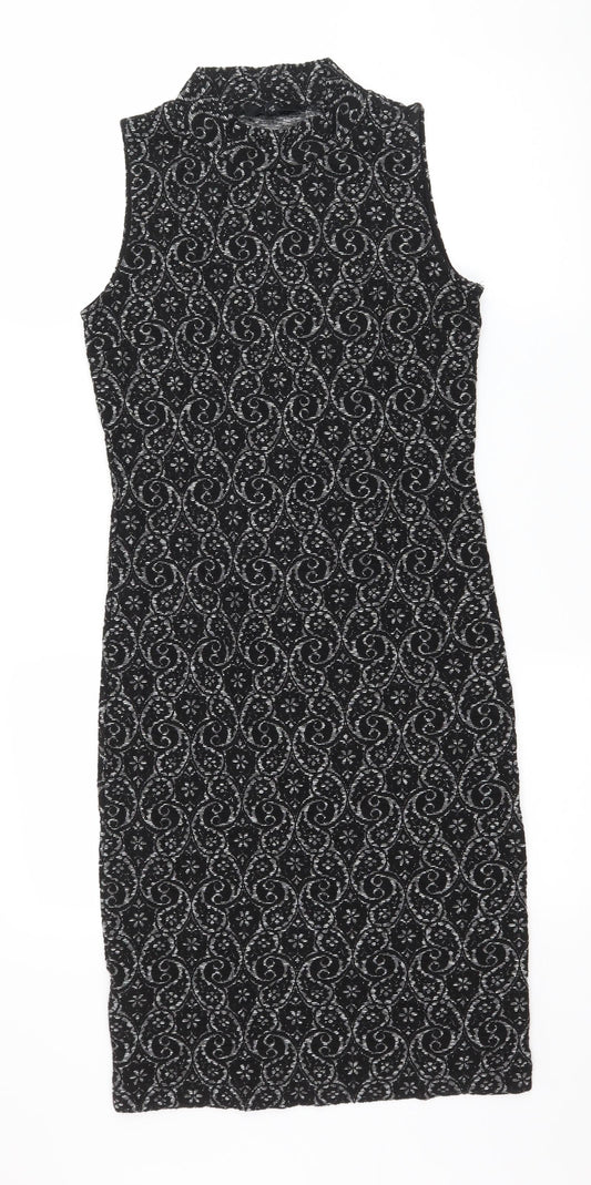 NEXT Womens Black Geometric Jersey Bodycon  Size 8