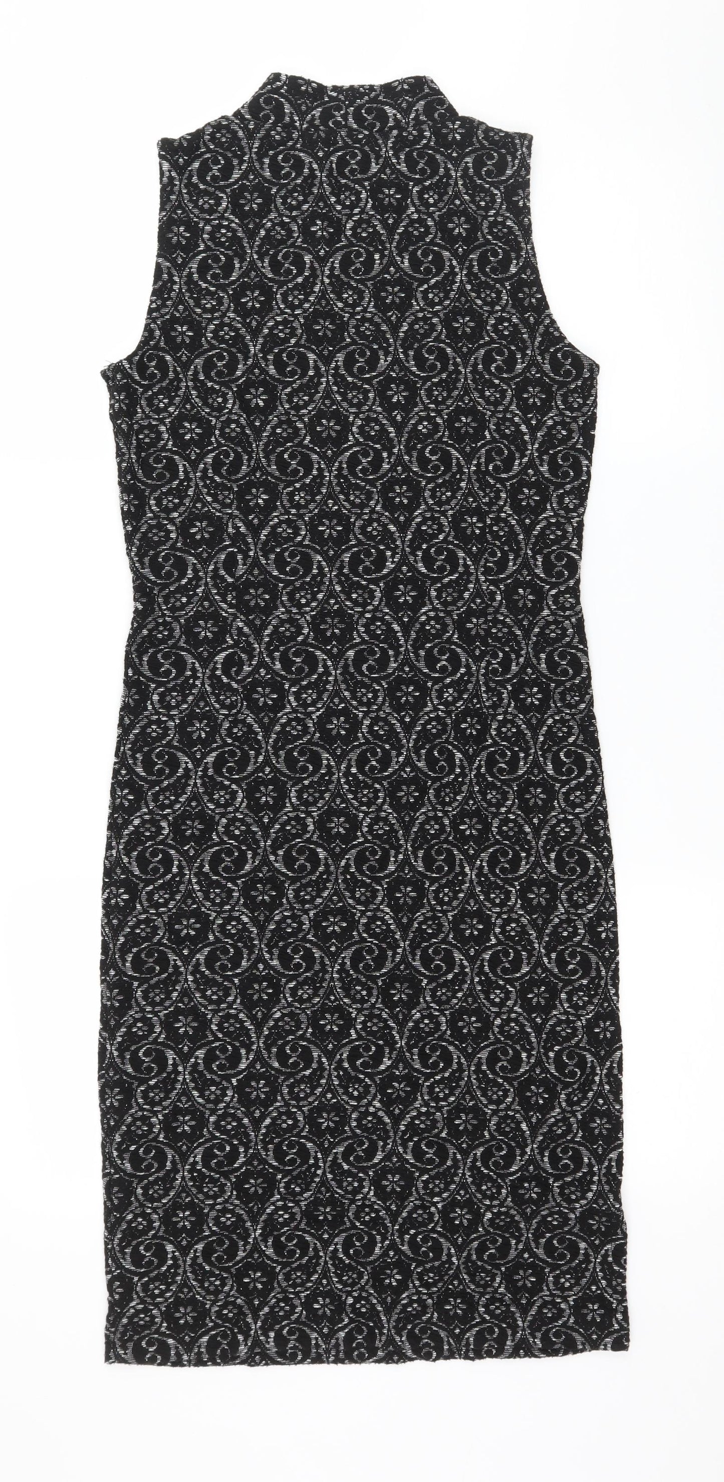 NEXT Womens Black Geometric Jersey Bodycon  Size 8