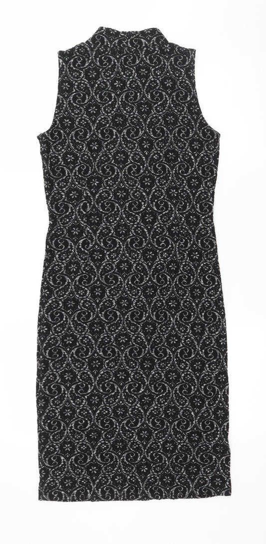 NEXT Womens Black Geometric Jersey Bodycon  Size 8
