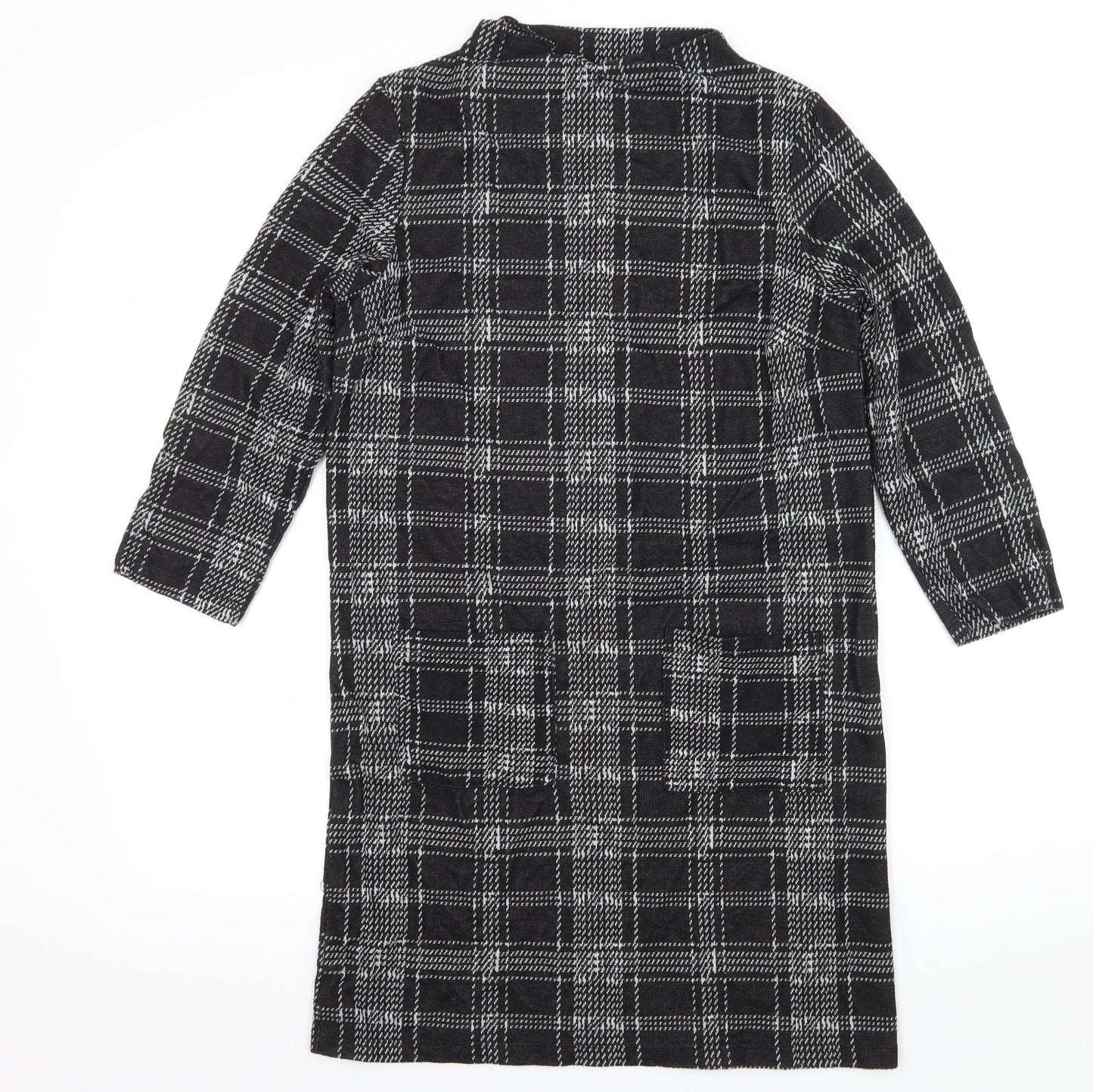 TU Womens Black Check Jersey A-Line  Size 8