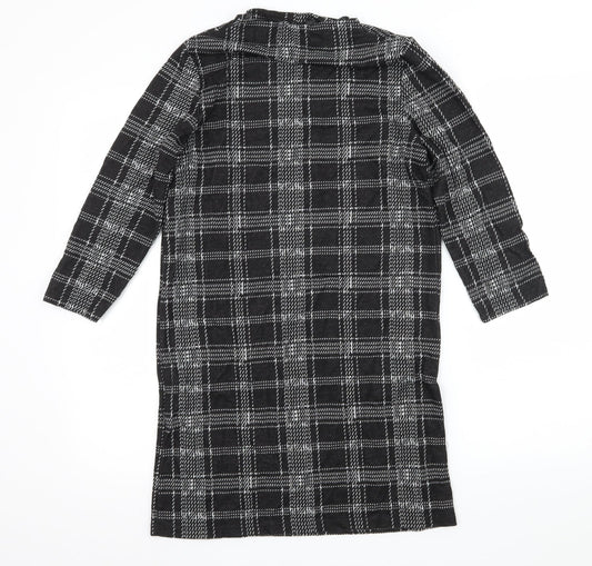 TU Womens Black Check Jersey A-Line  Size 8