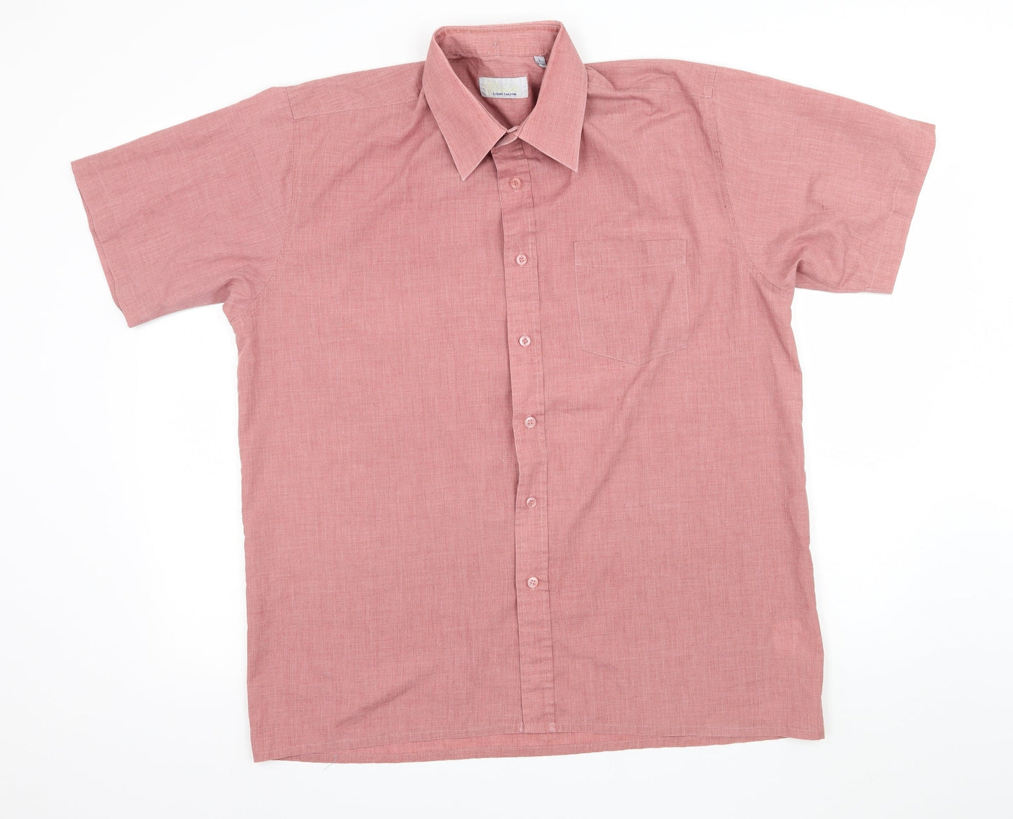 Mens UK Size L Classic Pink  Button-Up Short Sleeve Casual Shirt
