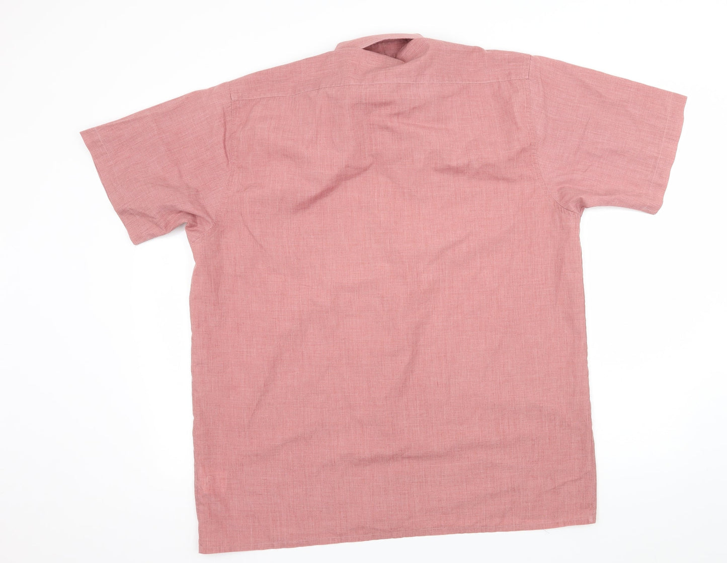 Mens UK Size L Classic Pink  Button-Up Short Sleeve Casual Shirt