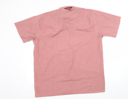 Mens UK Size L Classic Pink  Button-Up Short Sleeve Casual Shirt