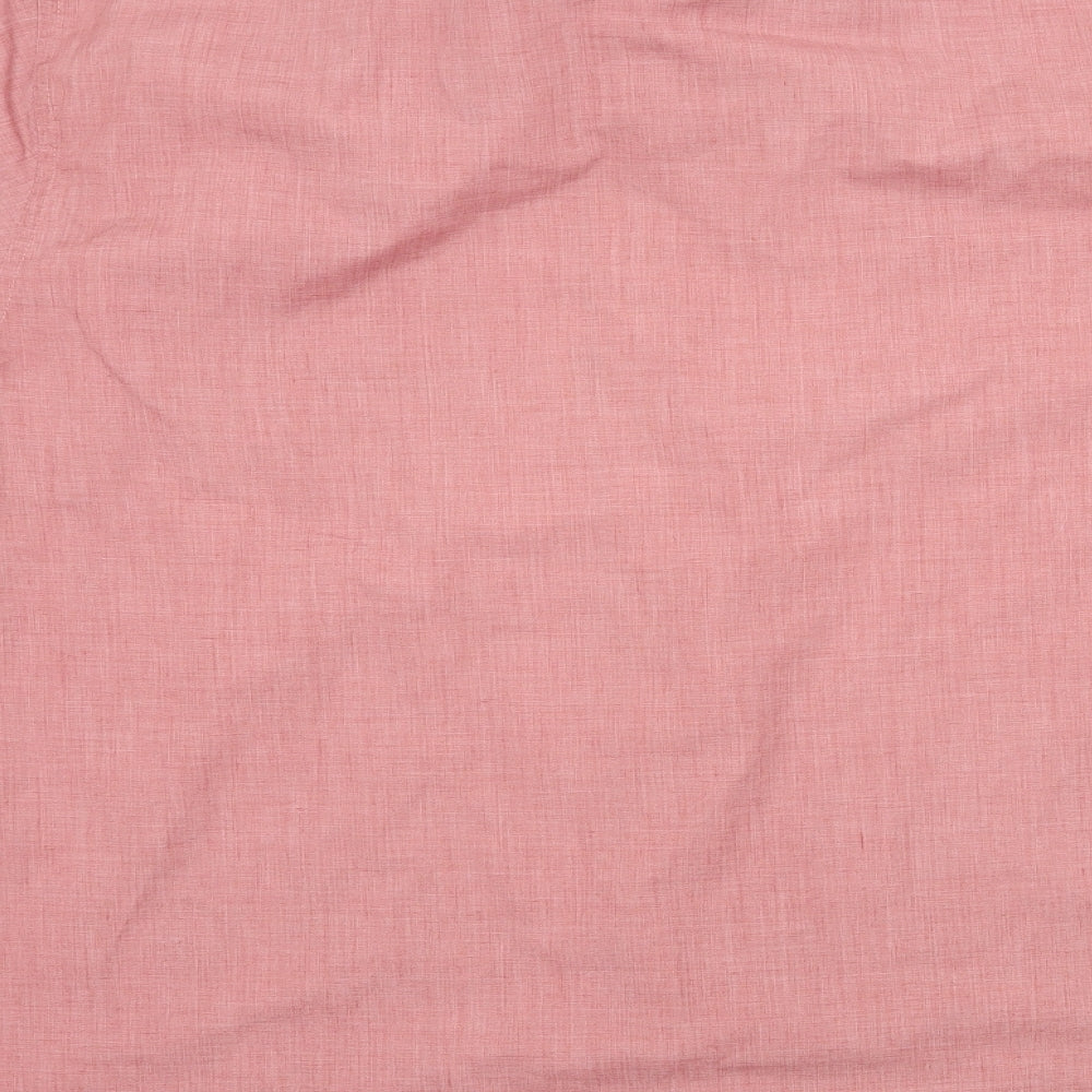 Mens UK Size L Classic Pink  Button-Up Short Sleeve Casual Shirt