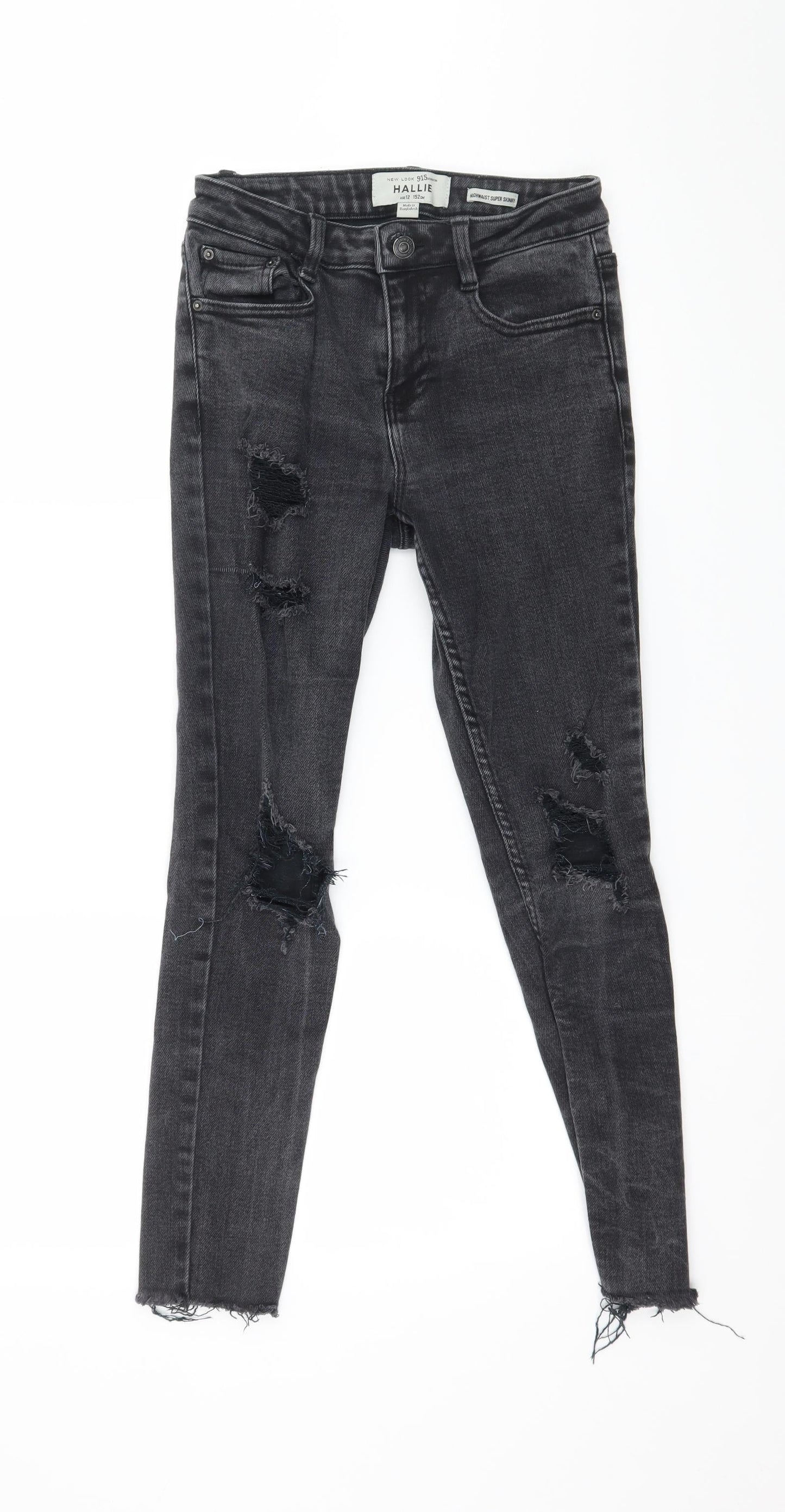 New Look Girls Grey  Denim Skinny Jeans Size 12 Years - Distressed