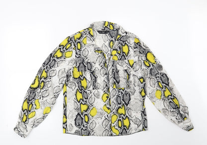 F&F Womens Grey Animal Print  Basic Blouse Size 6