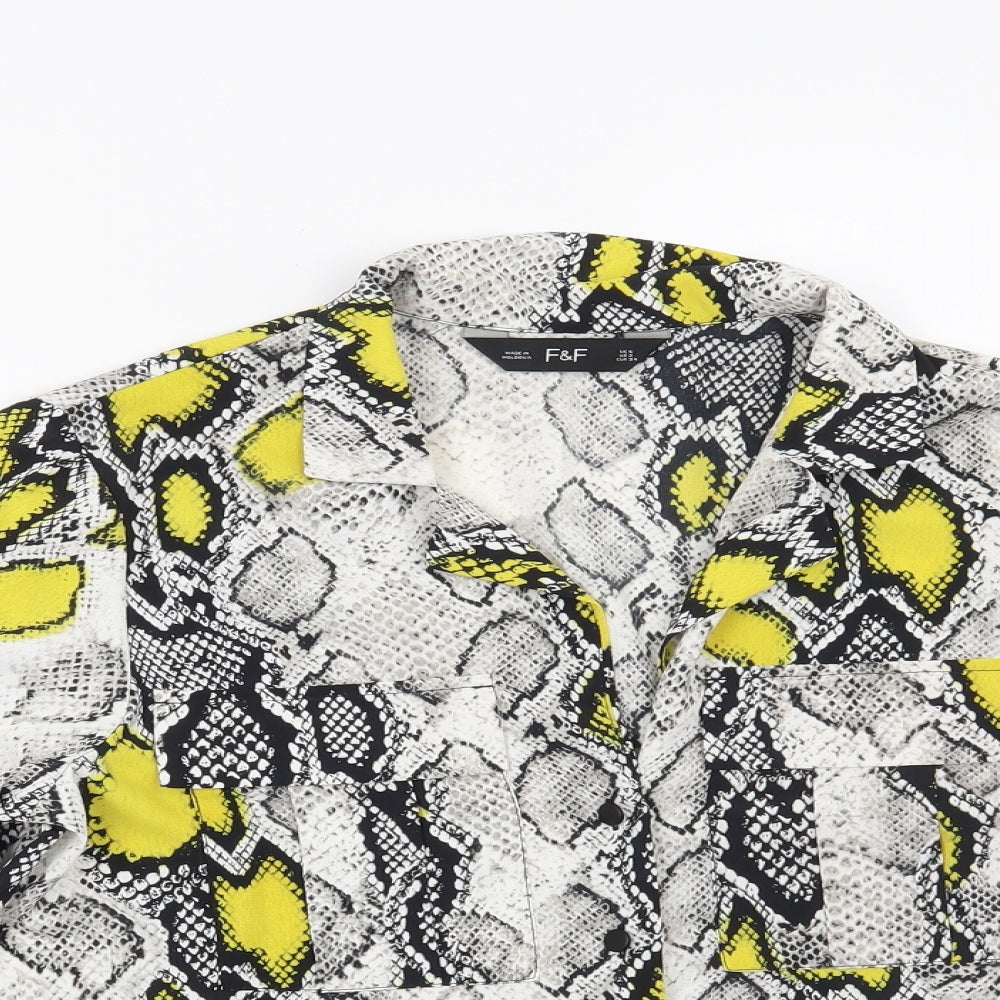 F&F Womens Grey Animal Print  Basic Blouse Size 6