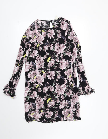 H&M Womens Black Floral  Shift  Size 4