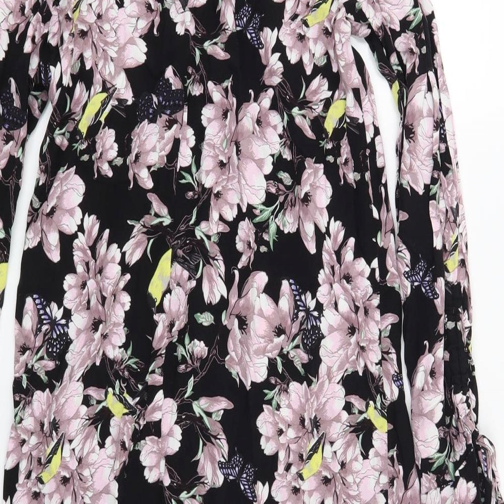 H&M Womens Black Floral  Shift  Size 4