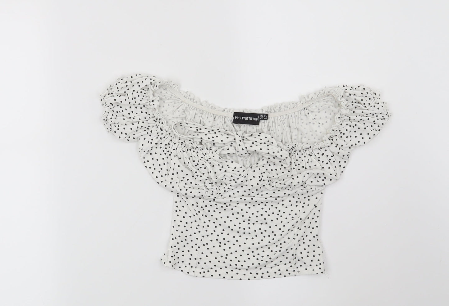 Womens UK Size 6 PRETTYLITTLETHING White Basic Blouse