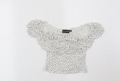 Womens UK Size 6 PRETTYLITTLETHING White Basic Blouse