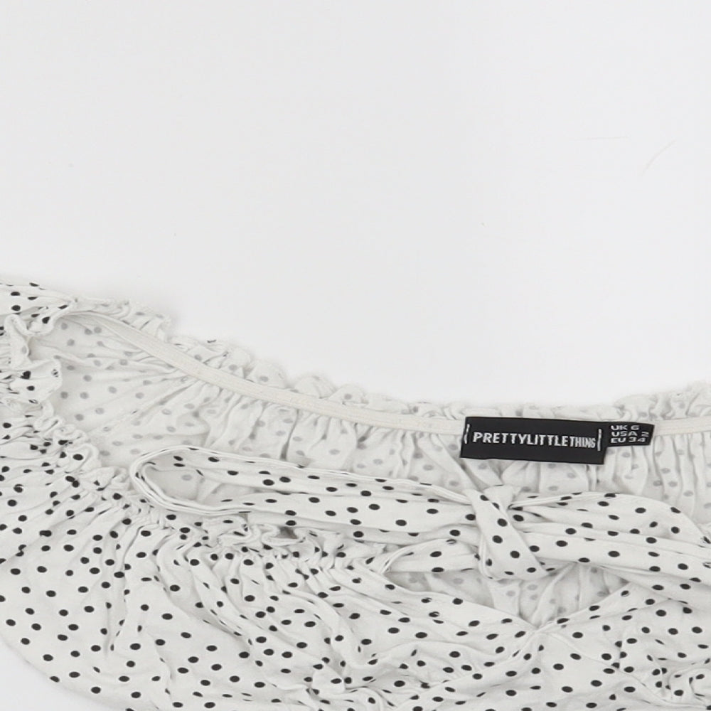 Womens UK Size 6 PRETTYLITTLETHING White Basic Blouse
