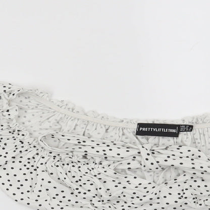 Womens UK Size 6 PRETTYLITTLETHING White Basic Blouse