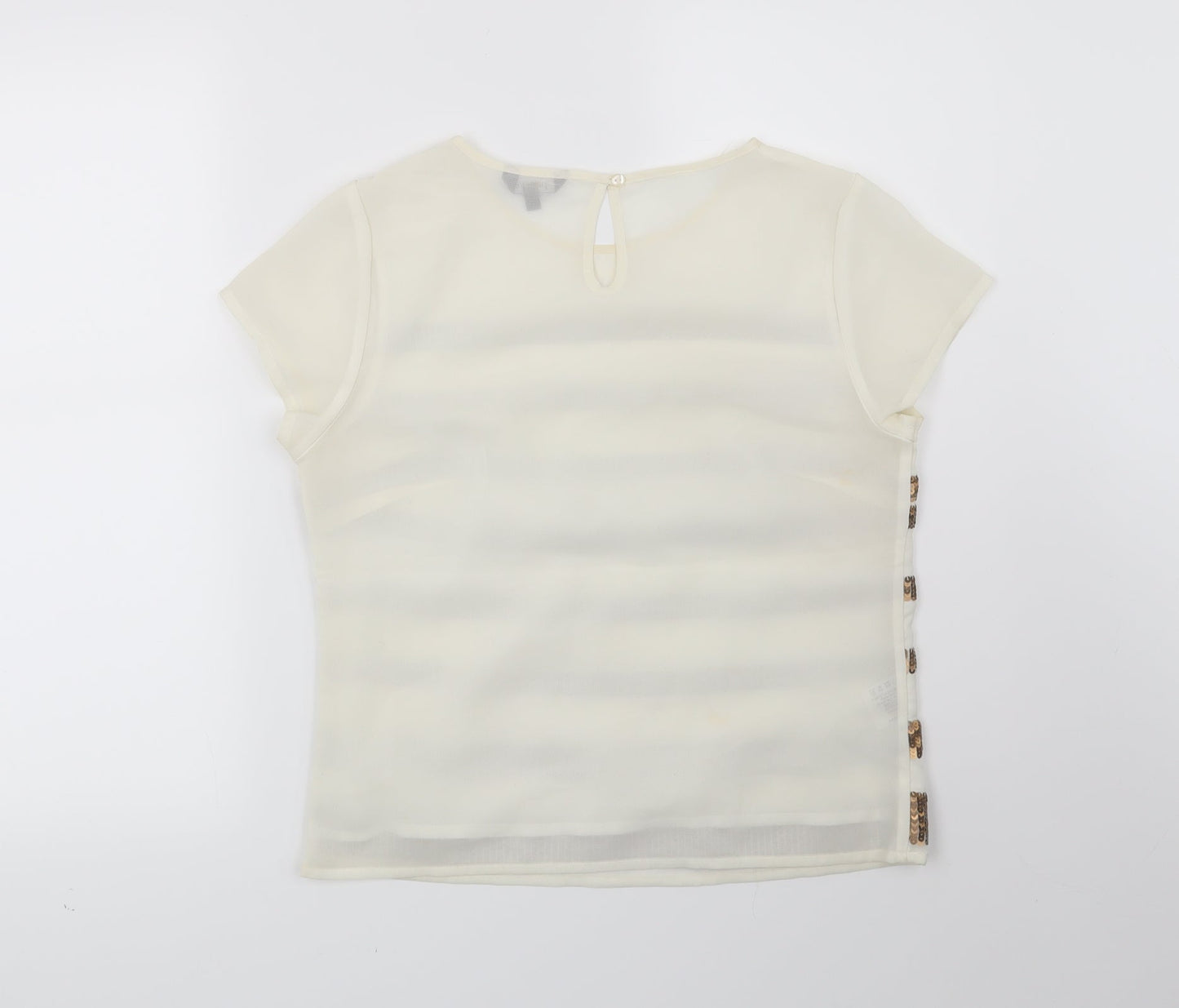 Papaya Womens Beige Striped  Basic Blouse Size 10