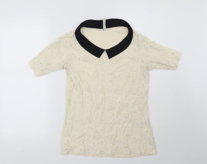 Womens UK Size 8 NEXT Beige Basic Blouse