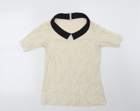 Womens UK Size 8 NEXT Beige Basic Blouse