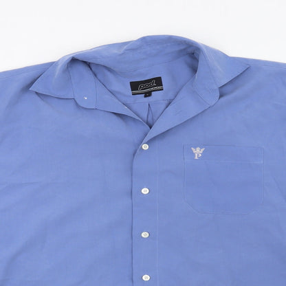 Mens UK Collar Size L Pod Smart Blue  Dress Shirt