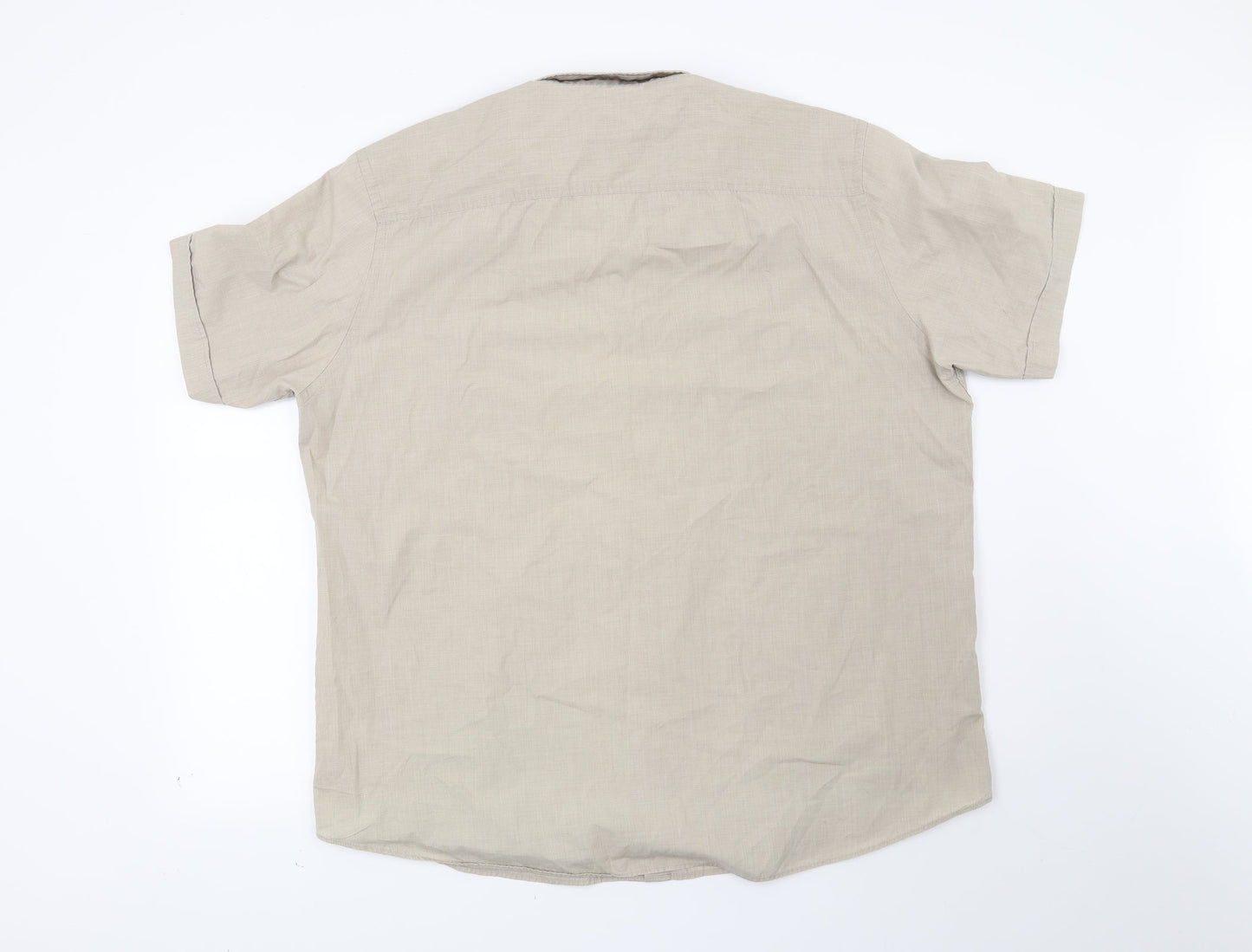 Mens UK Size XL Atlantic Bay Beige  Button-Up Short Sleeve Casual Shirt