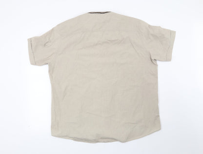 Mens UK Size XL Atlantic Bay Beige  Button-Up Short Sleeve Casual Shirt
