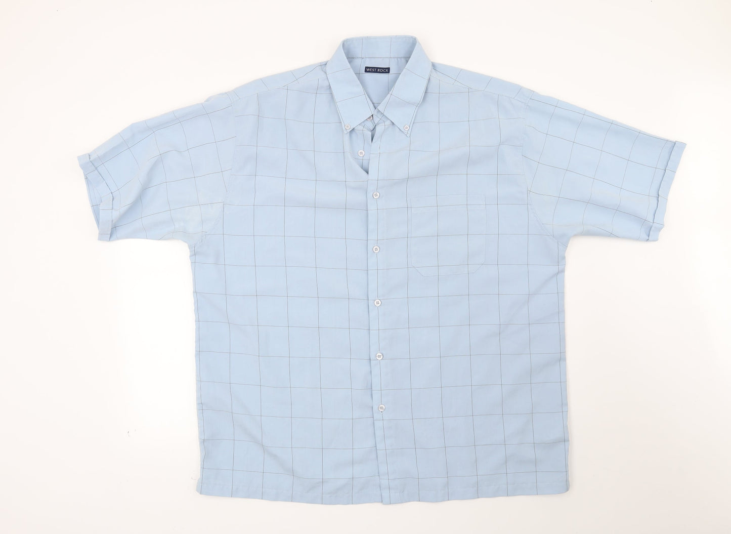 West rock Mens Blue Check   Button-Up Size XL