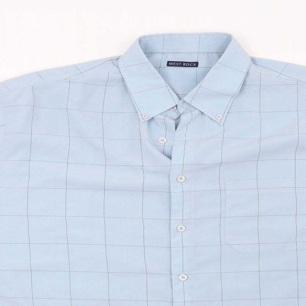West rock Mens Blue Check   Button-Up Size XL