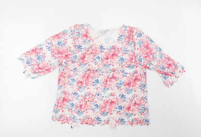 George Womens Pink Floral  Basic Blouse Size 12