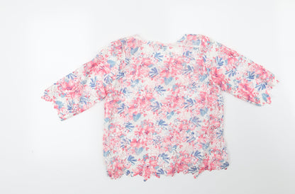 George Womens Pink Floral  Basic Blouse Size 12