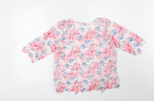 George Womens Pink Floral  Basic Blouse Size 12
