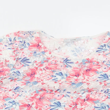 George Womens Pink Floral  Basic Blouse Size 12