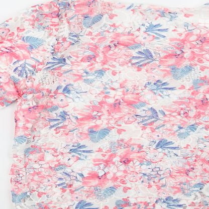 George Womens Pink Floral  Basic Blouse Size 12