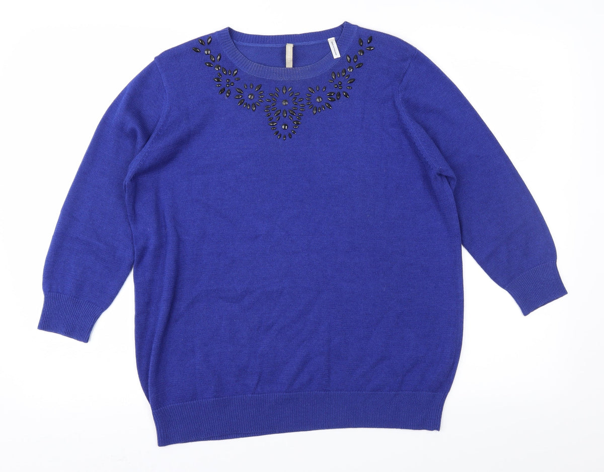 Anthology Womens Blue  Knit Pullover Jumper Size 12