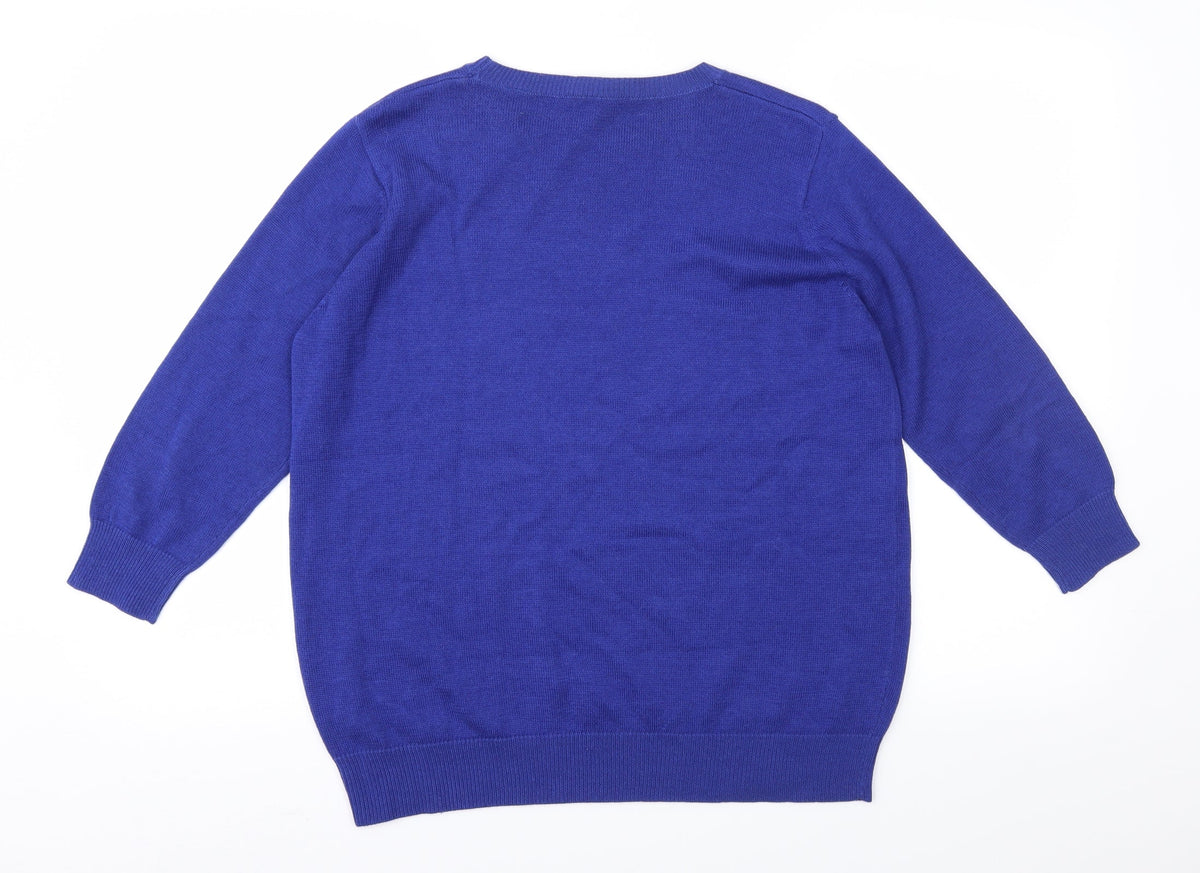 Anthology Womens Blue  Knit Pullover Jumper Size 12