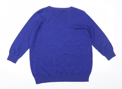 Anthology Womens Blue  Knit Pullover Jumper Size 12